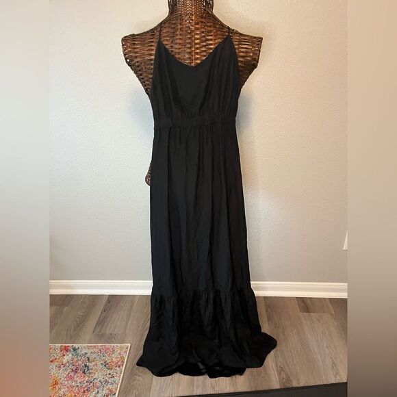Parker 100% silk empire waist low back Black Maxi Dress M prom event fancy - Picture 1 of 6